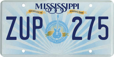 MS license plate ZUP275