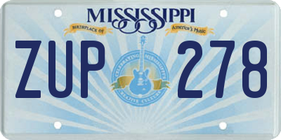 MS license plate ZUP278