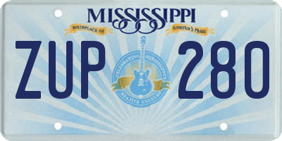 MS license plate ZUP280