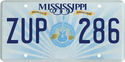 MS license plate ZUP286