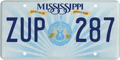 MS license plate ZUP287