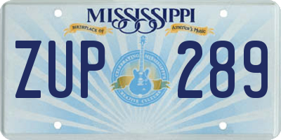 MS license plate ZUP289
