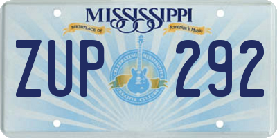 MS license plate ZUP292