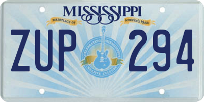 MS license plate ZUP294