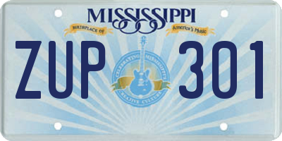 MS license plate ZUP301