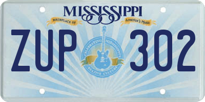 MS license plate ZUP302