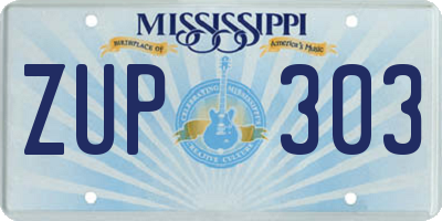 MS license plate ZUP303