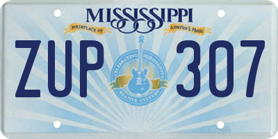 MS license plate ZUP307