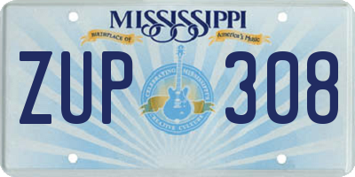 MS license plate ZUP308