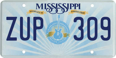 MS license plate ZUP309