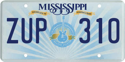 MS license plate ZUP310