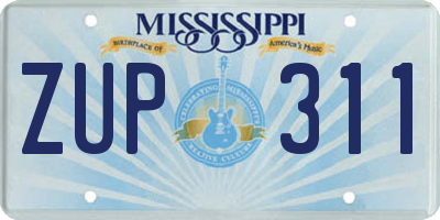 MS license plate ZUP311