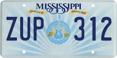 MS license plate ZUP312