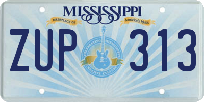 MS license plate ZUP313