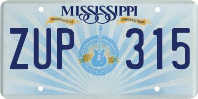 MS license plate ZUP315