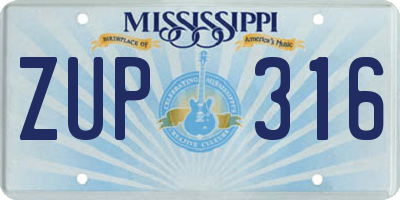 MS license plate ZUP316