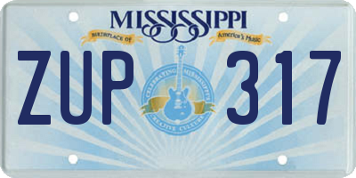 MS license plate ZUP317