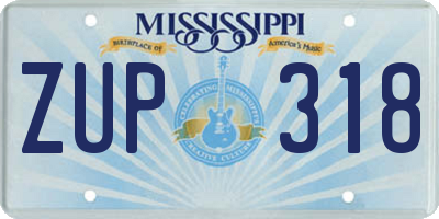 MS license plate ZUP318