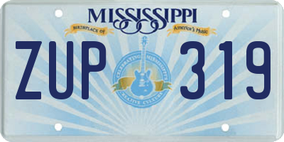 MS license plate ZUP319