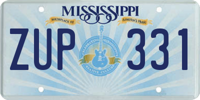 MS license plate ZUP331