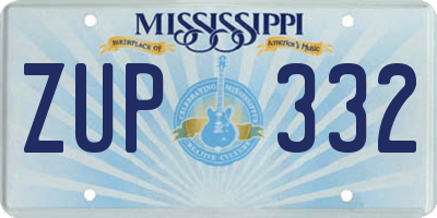 MS license plate ZUP332