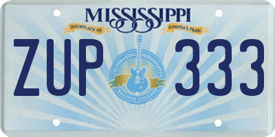 MS license plate ZUP333