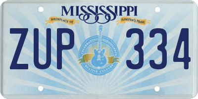 MS license plate ZUP334