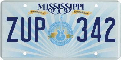 MS license plate ZUP342