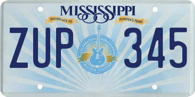 MS license plate ZUP345