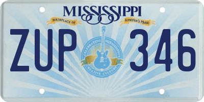 MS license plate ZUP346