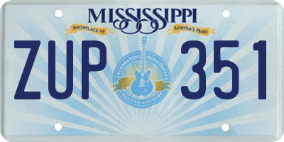 MS license plate ZUP351
