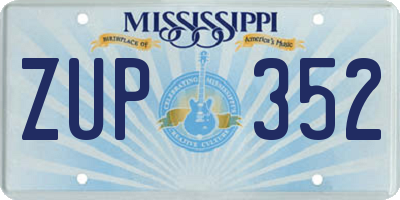 MS license plate ZUP352