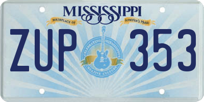 MS license plate ZUP353
