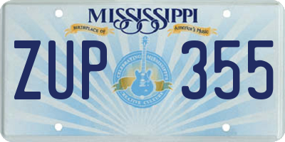 MS license plate ZUP355