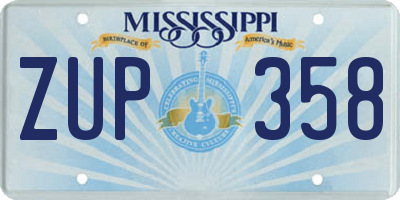 MS license plate ZUP358