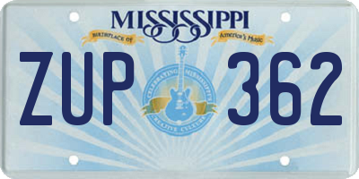 MS license plate ZUP362