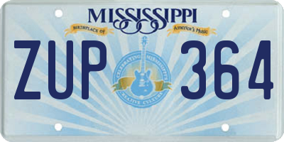MS license plate ZUP364
