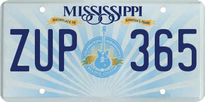MS license plate ZUP365