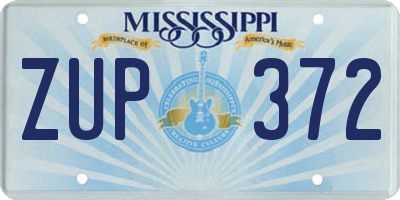 MS license plate ZUP372