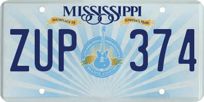 MS license plate ZUP374