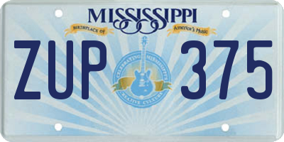 MS license plate ZUP375
