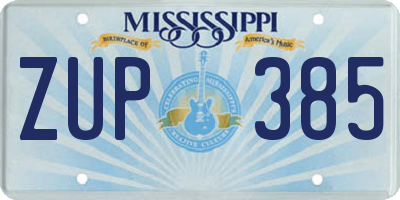 MS license plate ZUP385