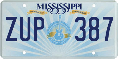 MS license plate ZUP387