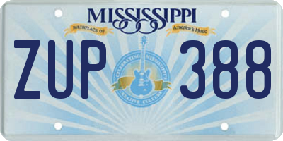 MS license plate ZUP388