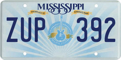 MS license plate ZUP392