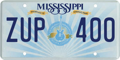 MS license plate ZUP400