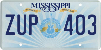 MS license plate ZUP403