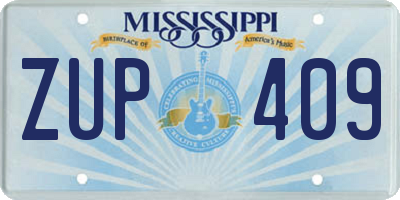 MS license plate ZUP409