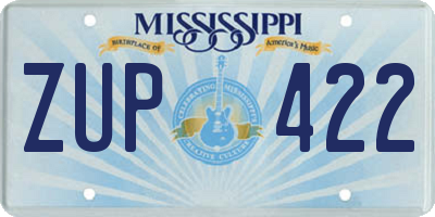 MS license plate ZUP422