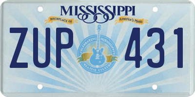 MS license plate ZUP431